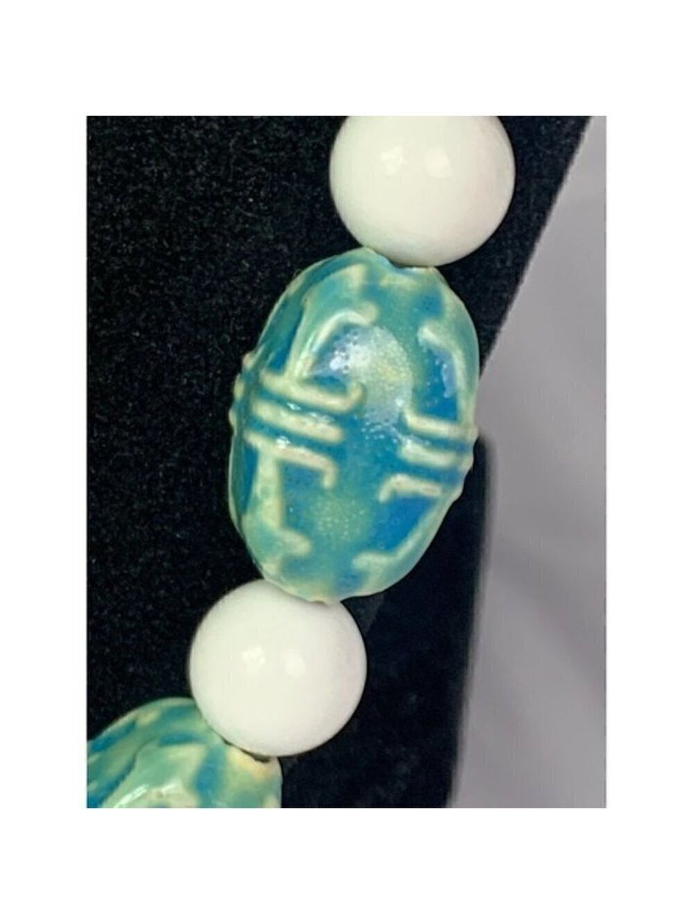 Vintage Ceramic and Glass Beaded Necklace - Picture 3 of 9